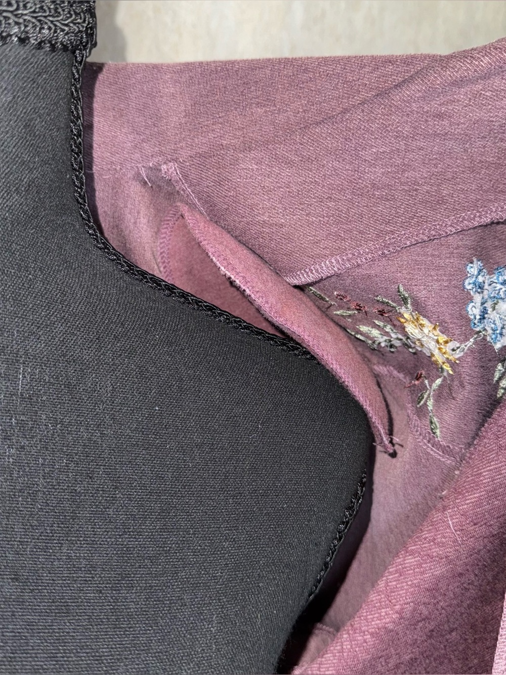 Vintage Floral Embroidered Jacket & Pant Set Purple Cottagecore Grandma Sz 14P - Picture 6 of 8